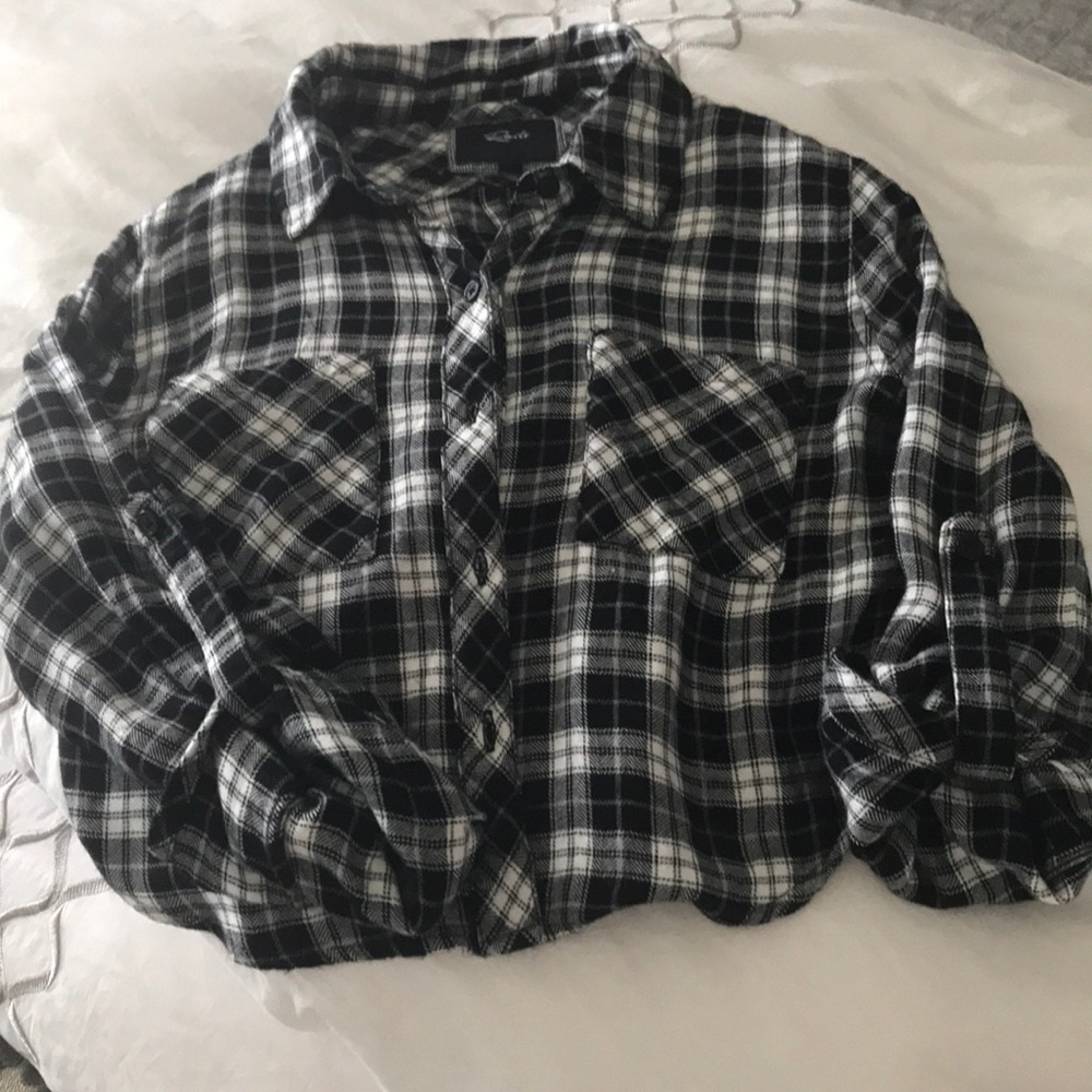 Rails Flannel Button Down Crop Top - image 1